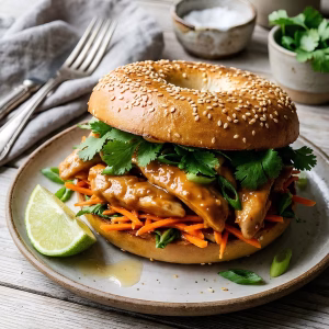 Thai Peanut Chicken Bagel with Carrots Recipe