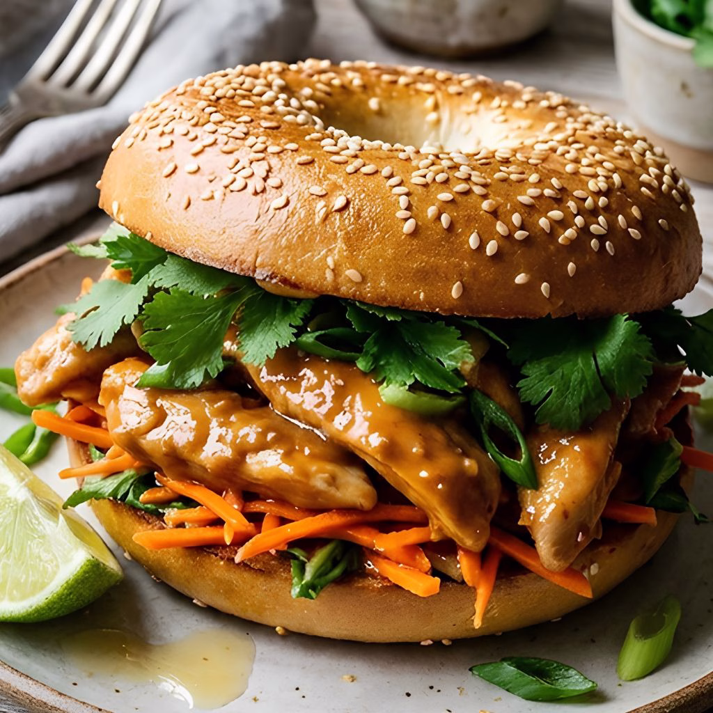 Thai Peanut Chicken Bagel with Carrots Recipe
