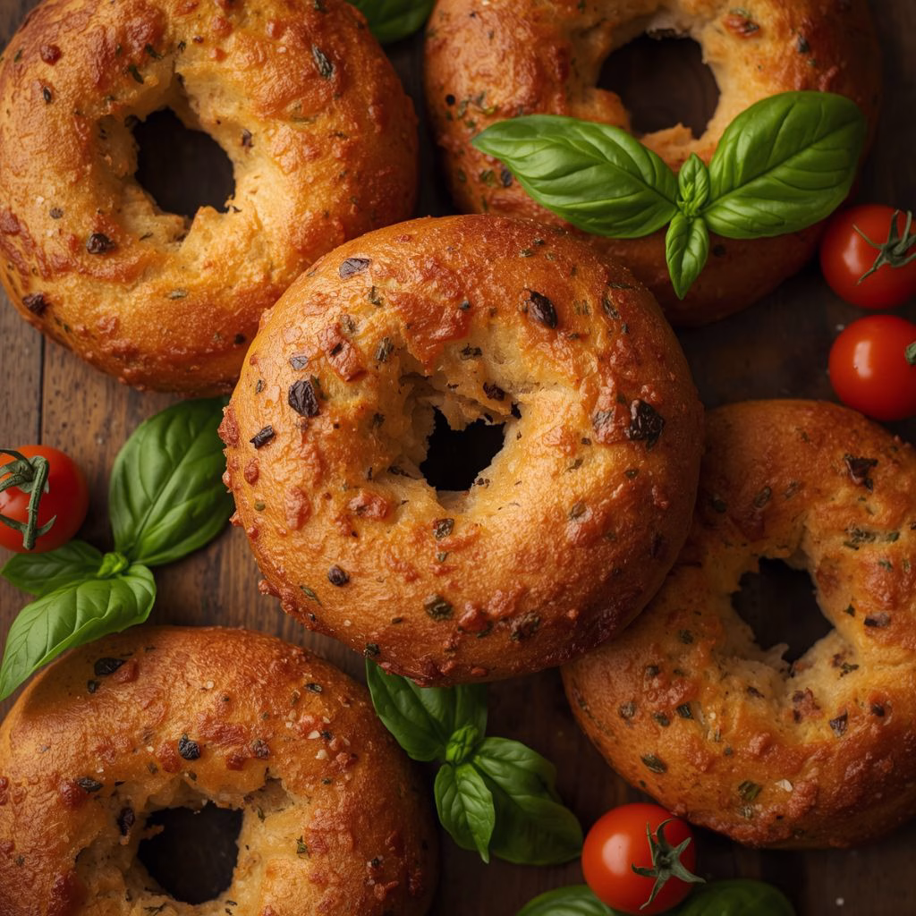 Tomato Basil Sourdough Bagels Recipe