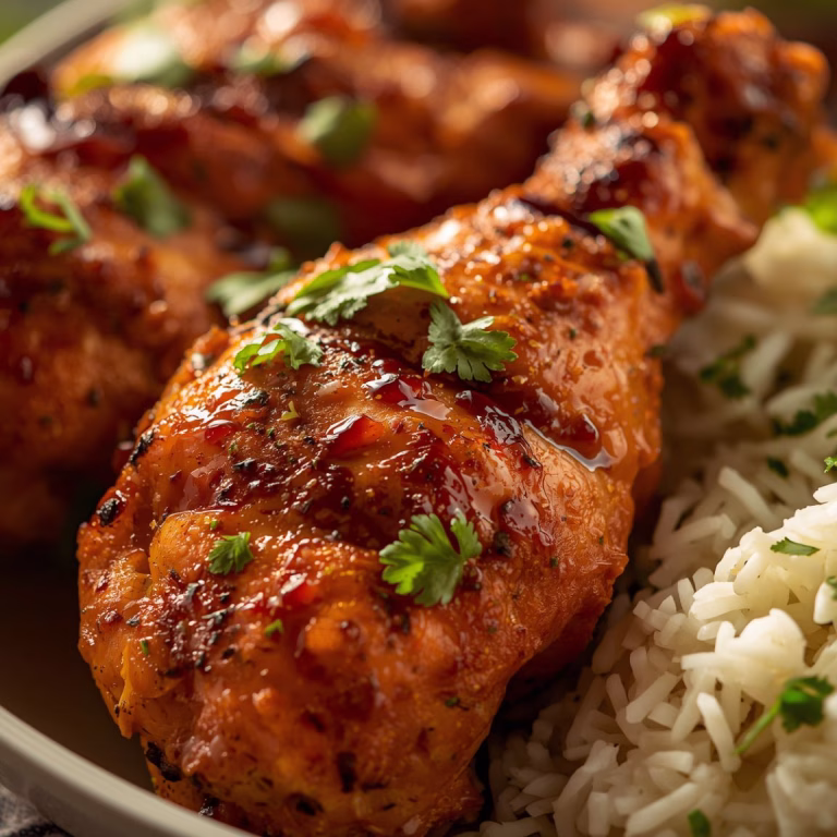 Yogurt-Marinated Chicken Tandoori with Cilantro Rice Recipe