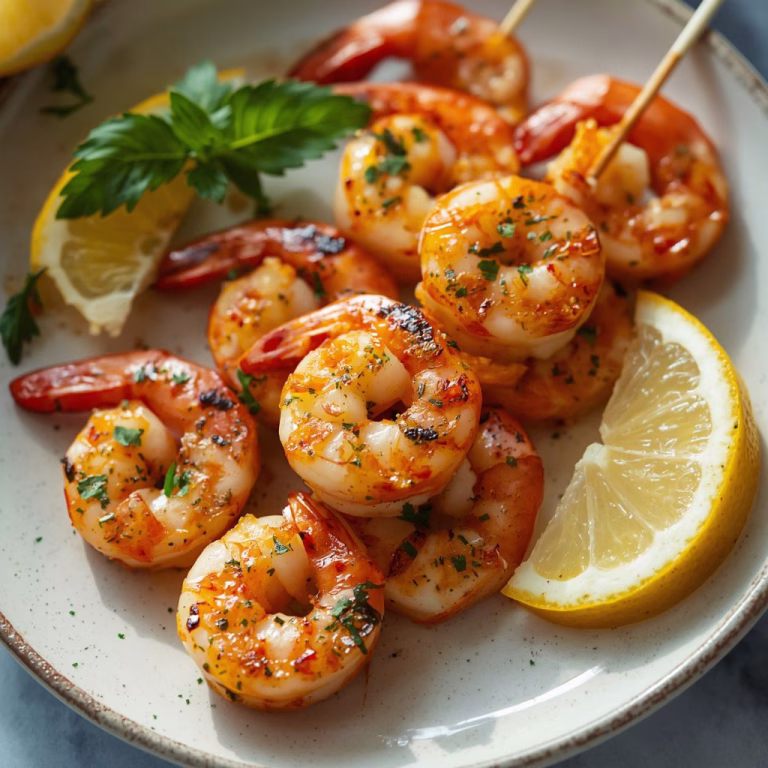 Zesty Lemon Herb Grilled Shrimp Skewers Recipe