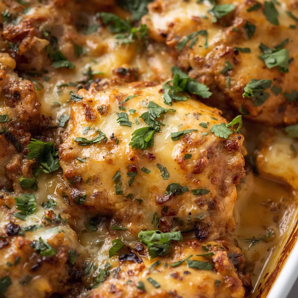 Cheesy Baked Mushroom Chicken Recipe
