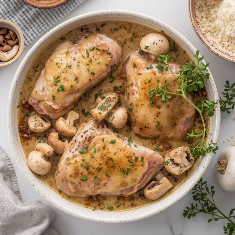 Chicken Thighs with Creamy Mushroom Garlic Sauce Recipe