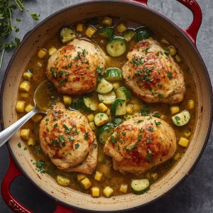 Garlic Butter Chicken with Zucchini and Corn Recipe