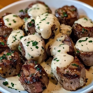 Garlic Butter Steak Bites with Parmesan Cream Sauce Recipe