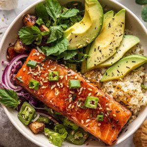 Honey Glazed Salmon Bowls Recipe