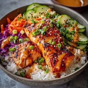 Honey Sriracha Salmon Bowls Recipe