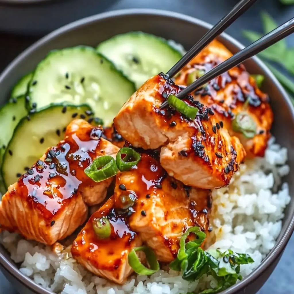 Honey Sriracha Salmon Bowls Recipe