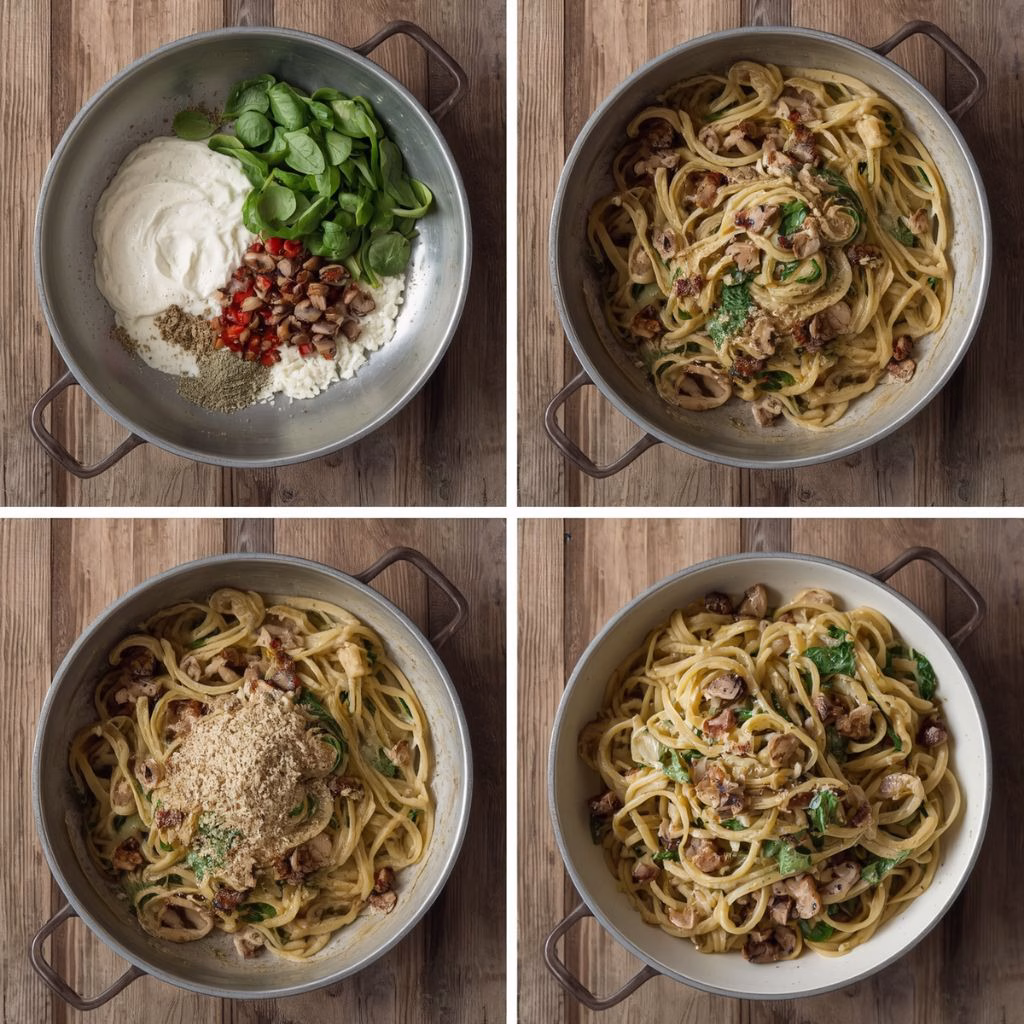 Spinach Mushroom Pasta Recipe 