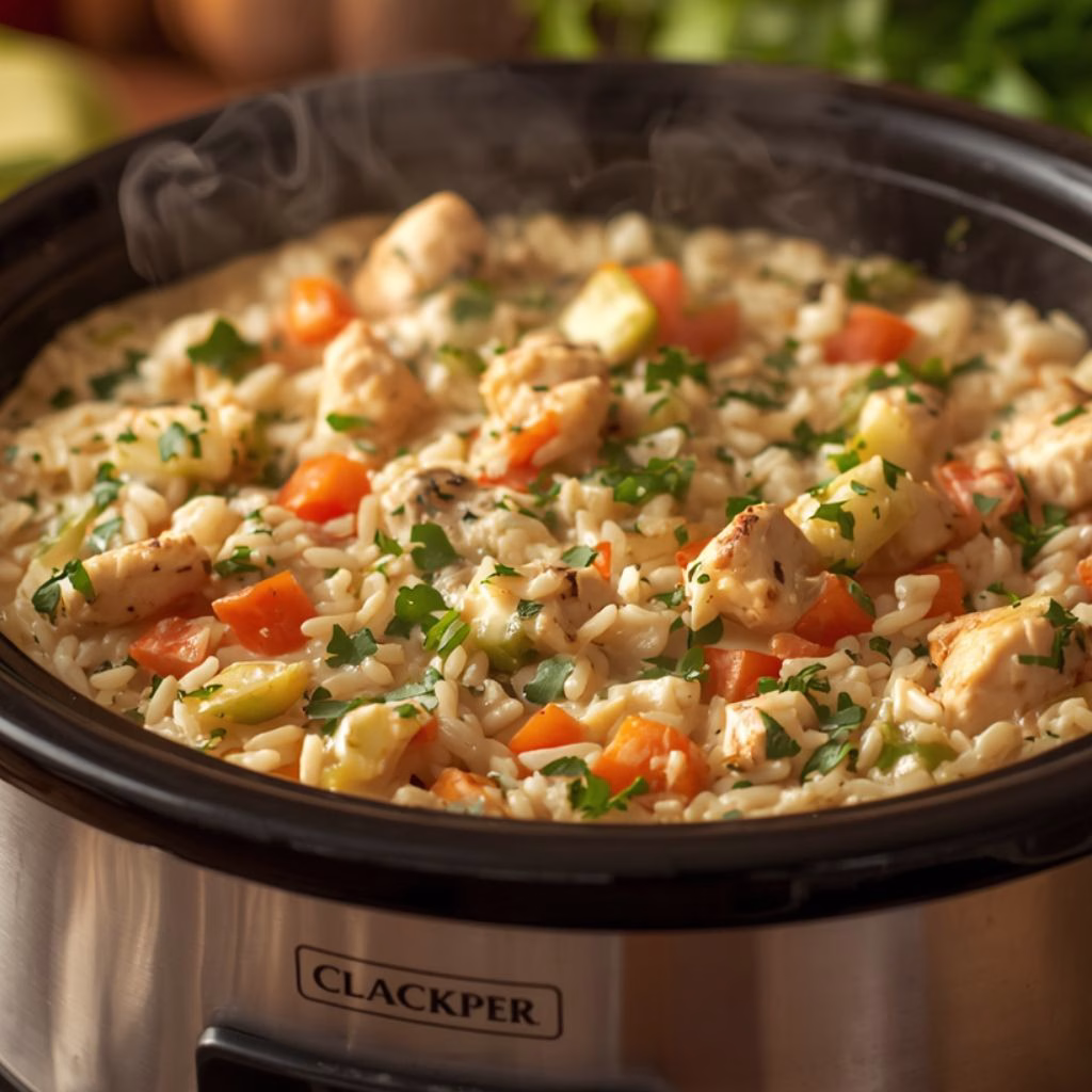 All-Day Crockpot Chicken and Rice Casserole Recipe