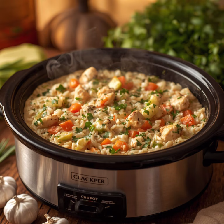 All-Day Crockpot Chicken and Rice Casserole Recipe