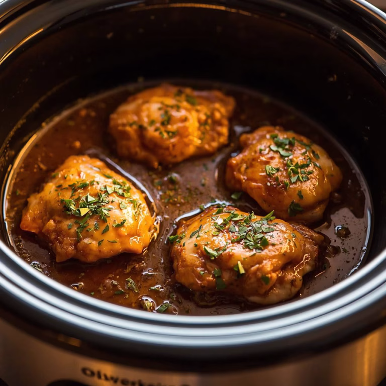 All-Day Crockpot Honey Garlic Chicken Thighs Recipe