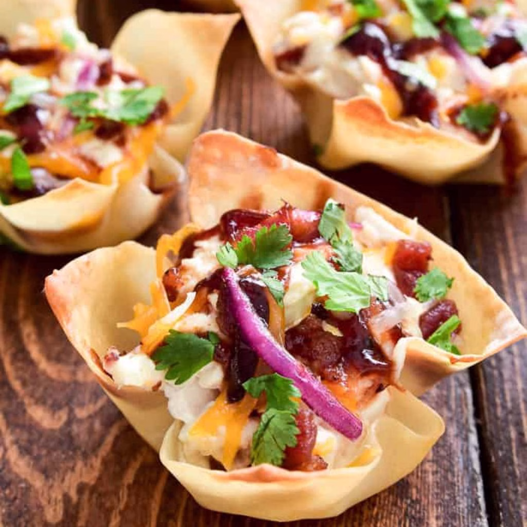 BBQ Chicken Wonton Cups