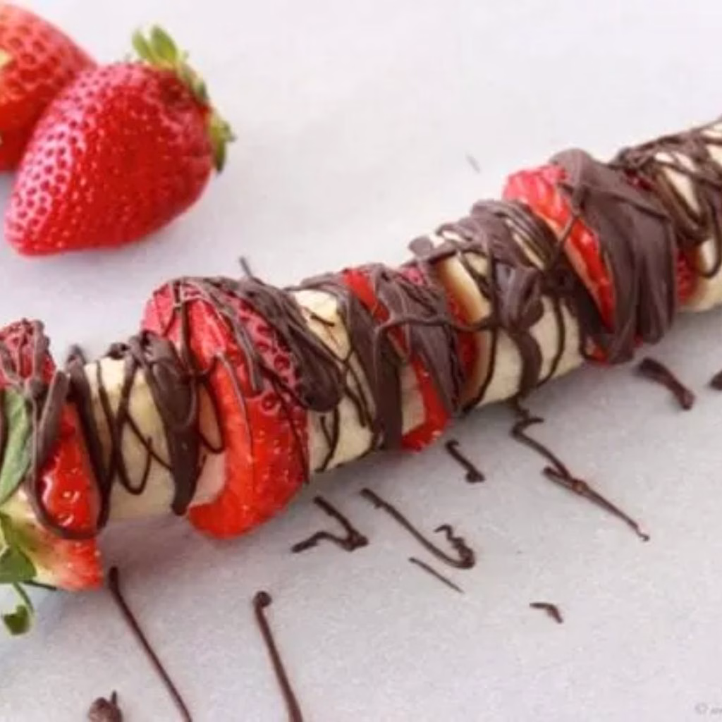 Banana-Strawberry Dipped Skewers