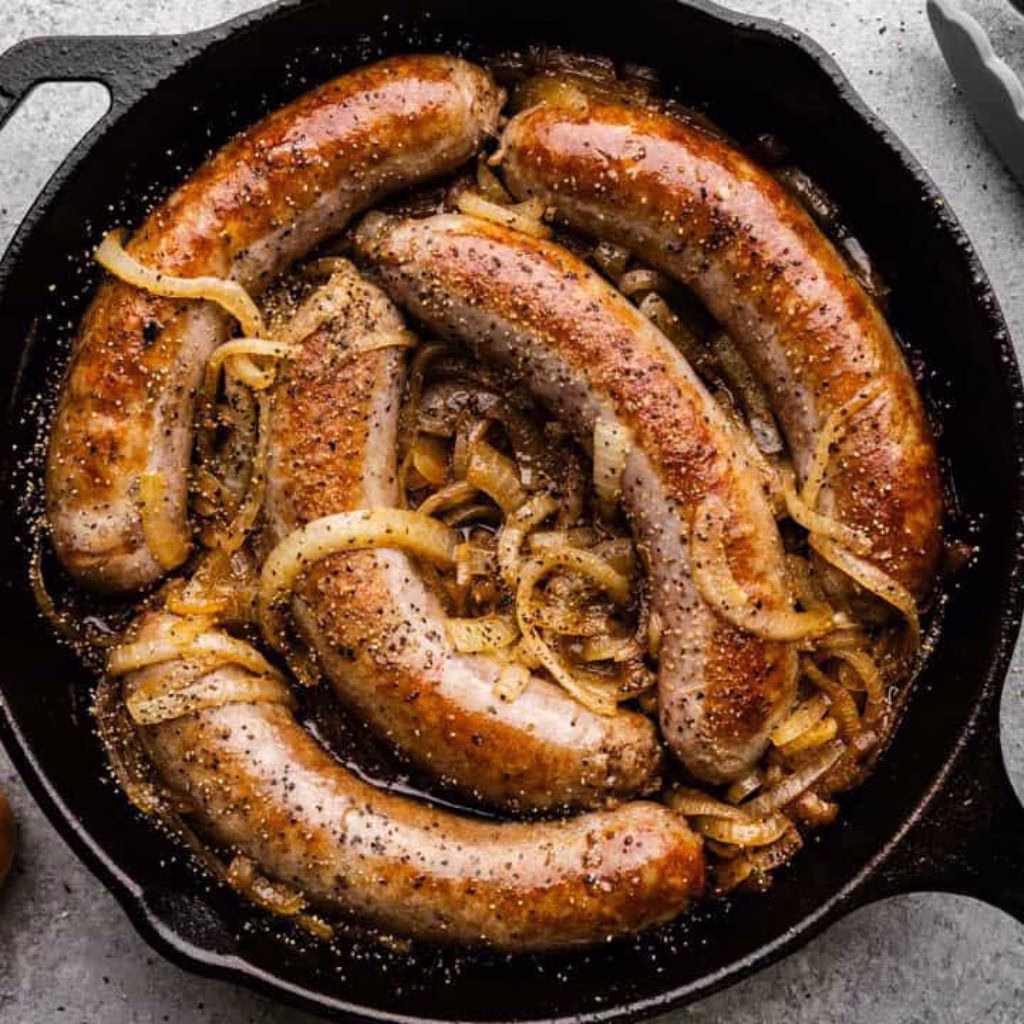 Beer-Braised Bratwurst & Onions ("Beer Brats")