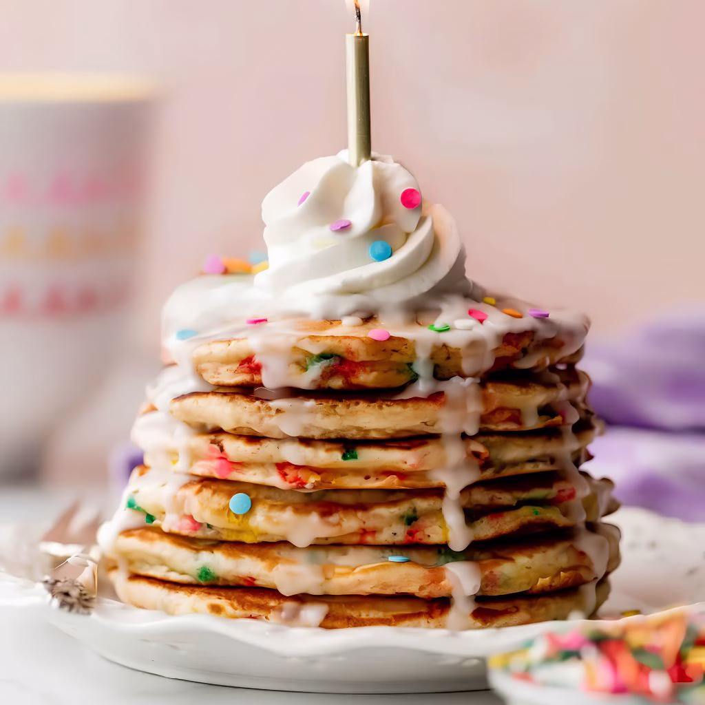 Birthday Cake Pancakes with Sprinkles