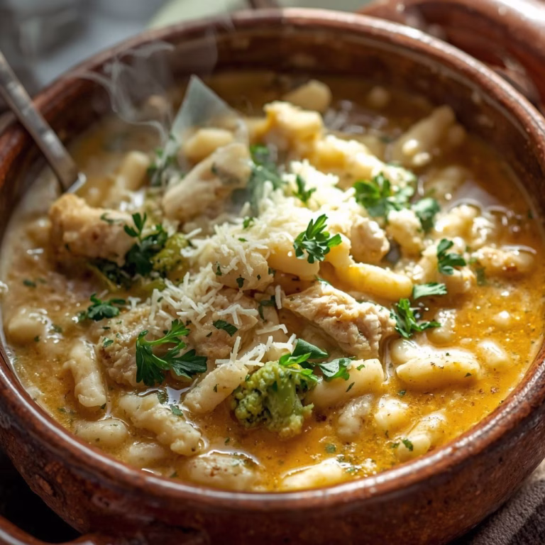 Broccoli Cheddar Soup Orzo with Chicken Recipe