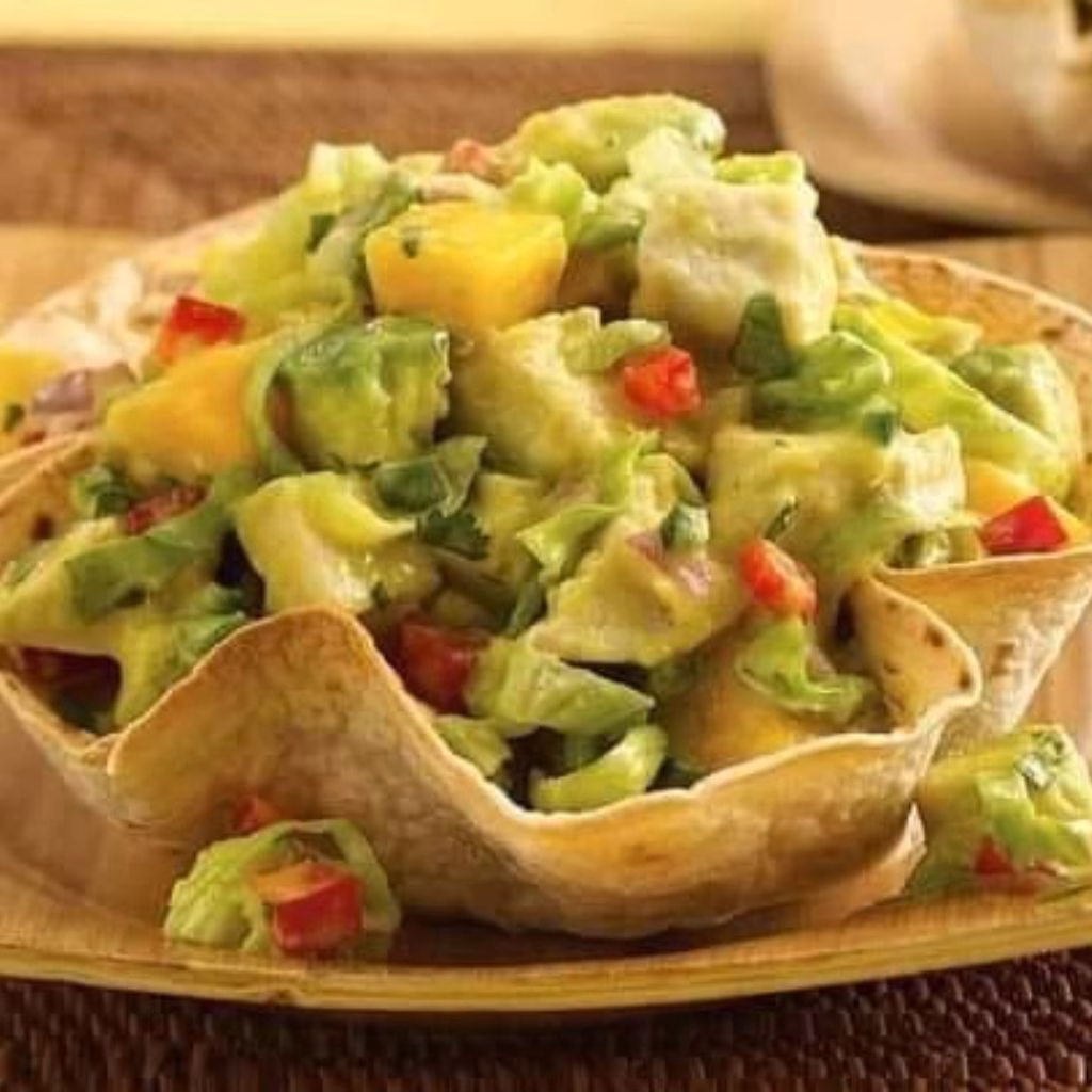 Chicken Taco Salad with Avocado Crema