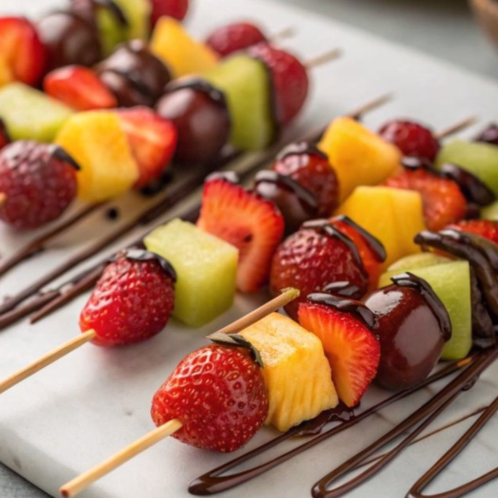 Chocolate Dipped Frozen Fruit Skewers Recipe