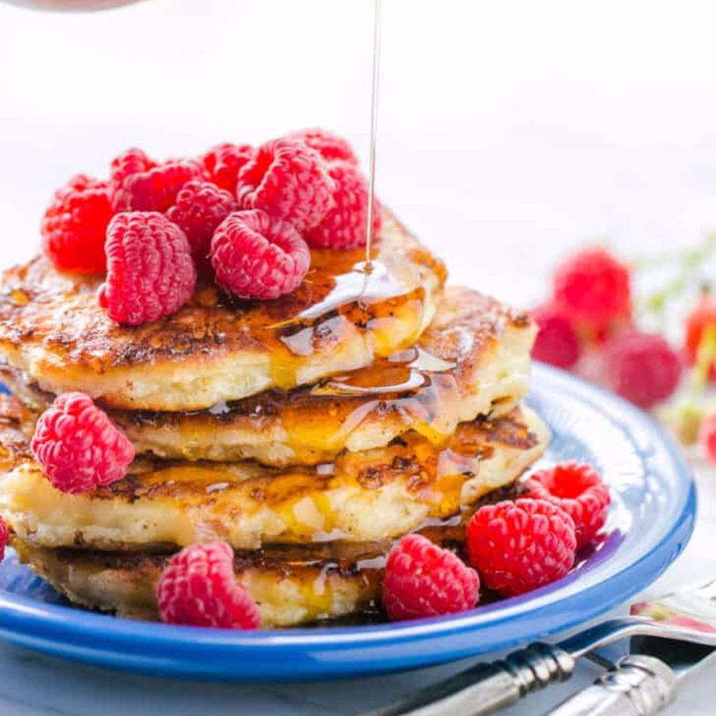 Cottage Cheese Pancakes with Honey Drizzle