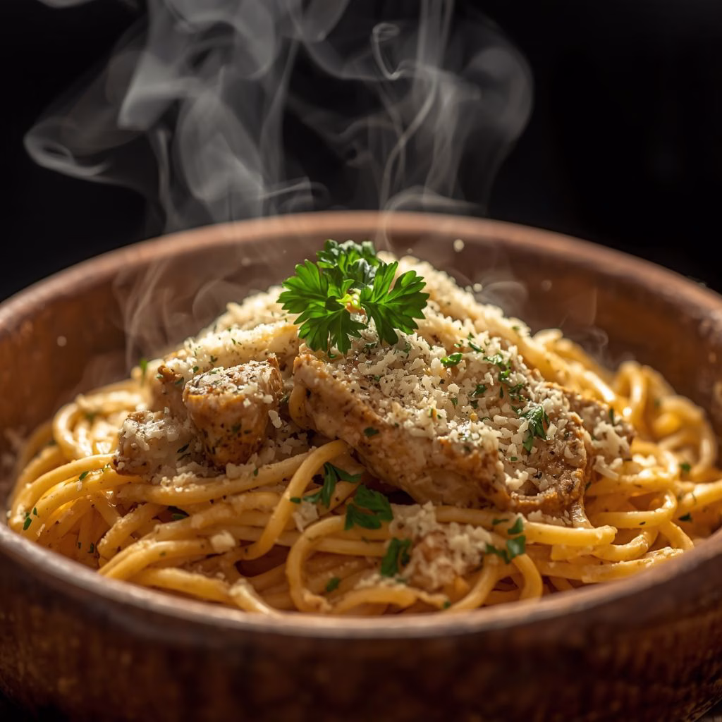 Creamy Cajun Chicken Spaghetti with Garlic & Parmesan Recipe