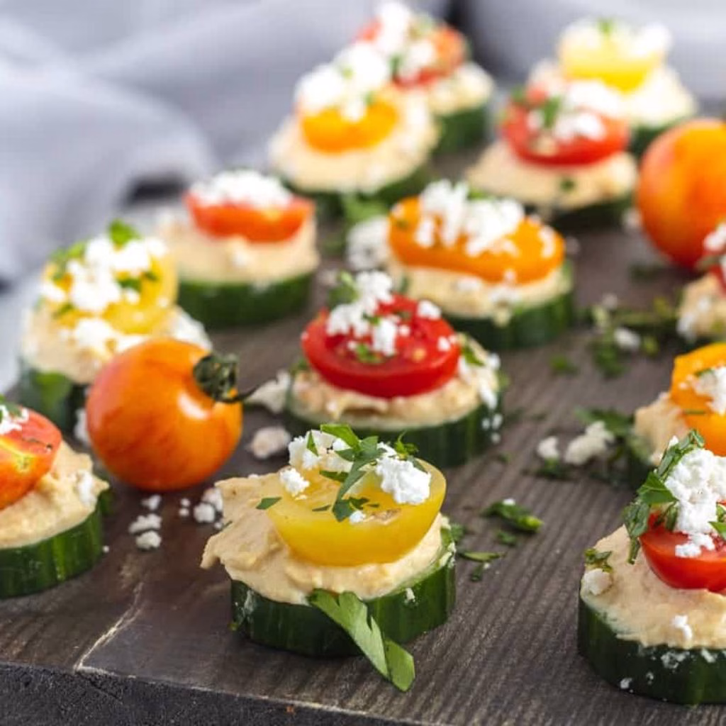 Easy Cucumber Hummus Bite Appetizers