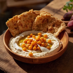 Fatteh Hummus with Crispy Pita, Chickpeas & Yogurt