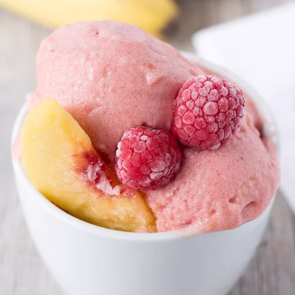 Frozen Treats For Kids: Three Ingredient Raspberry Peach Nice Cream