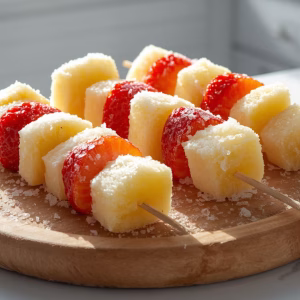 Frozen Fruit Kabobs with Banana, Pineapple And Coconut Recipe