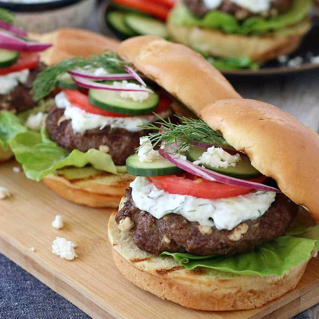Greek Stuffed Feta Burger