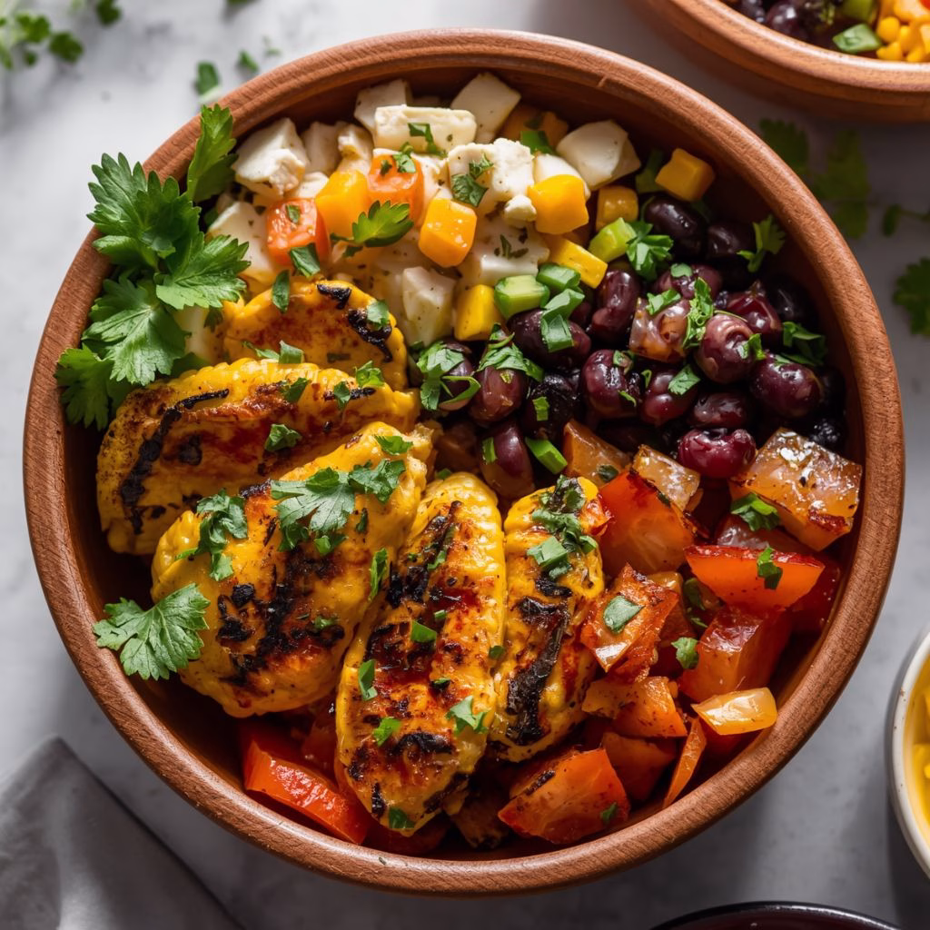 Grilled Corn and Black Bean Chicken Bowls