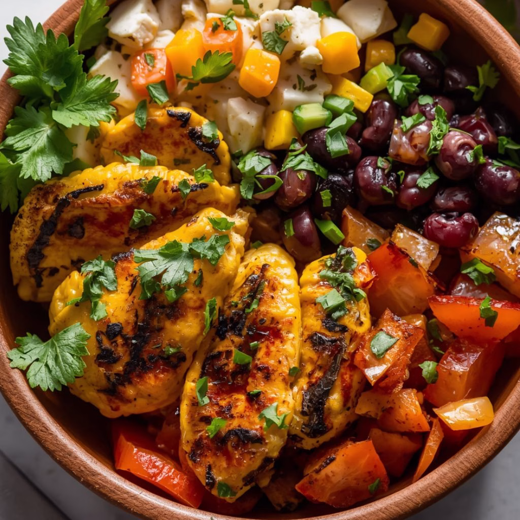 Grilled Corn and Black Bean Chicken Bowls