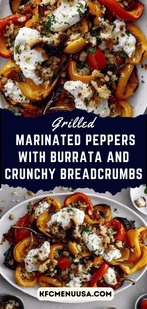 Grilled Marinated Peppers with Burrata and Crunchy Breadcrumbs Recipe
