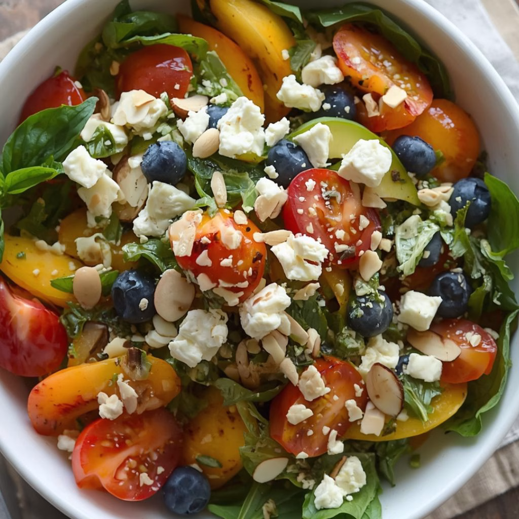 Grilled Peach Salad with Basil Vinaigrette Recipe