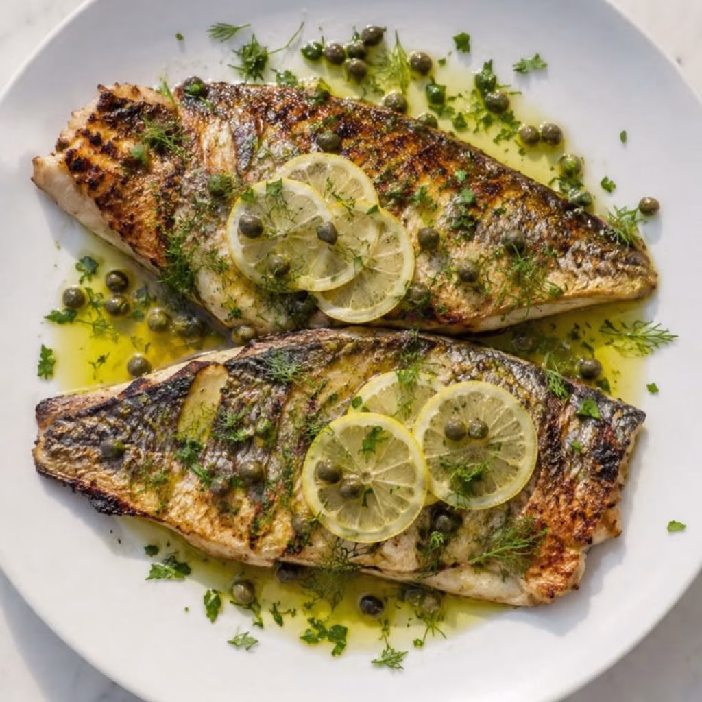 Grilled Sea Bream with Capers, Lemon & Fresh Herbs Recipe
