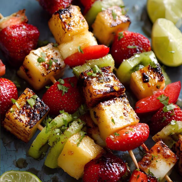 Grilled Fruit Skewers with Honey Glaze