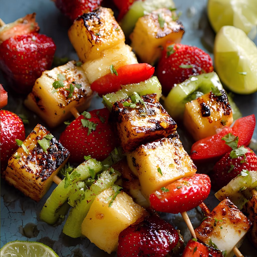 Grilled Fruit Skewers with Honey Glaze