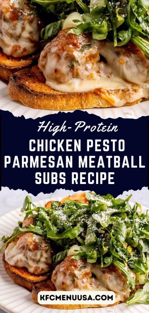 High-Protein Chicken Pesto Parmesan Meatball Subs