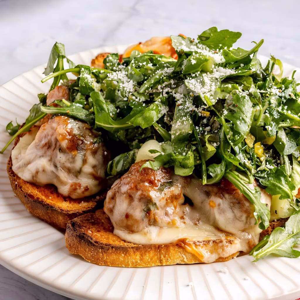 High-Protein Chicken Pesto Parmesan Meatball Subs
