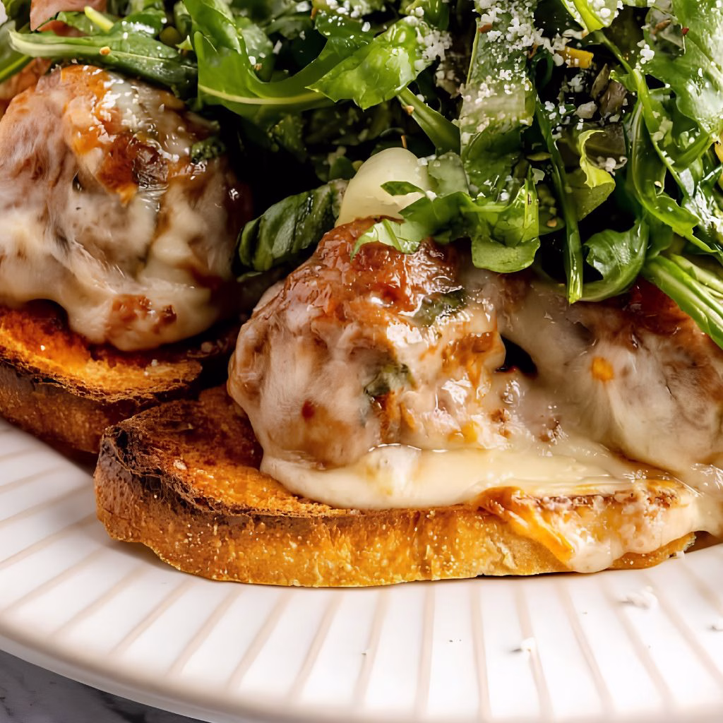 High-Protein Chicken Pesto Parmesan Meatball Subs