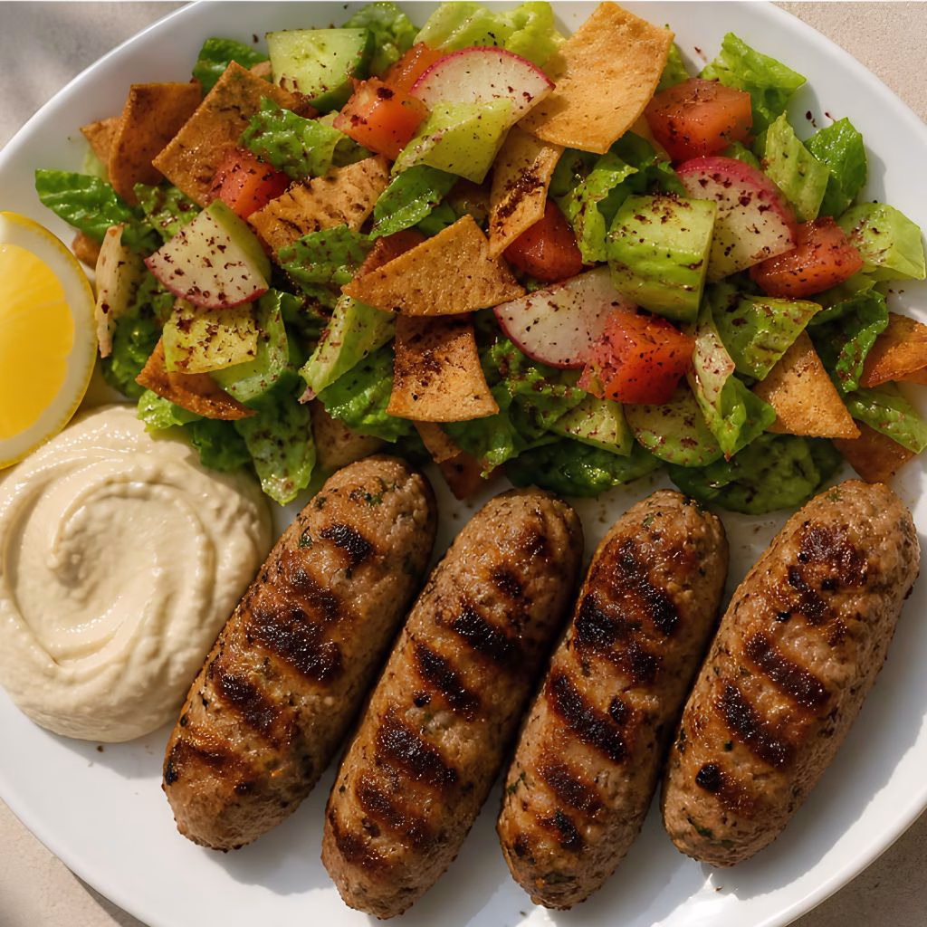 Lebanese Grilled Chicken Kafta with Fattoush & Tahini Recipe