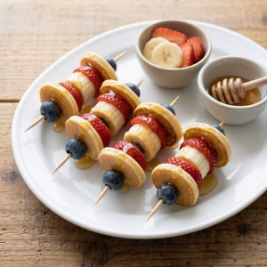 Mini Pancake Skewers with Fresh Fruit Recipe