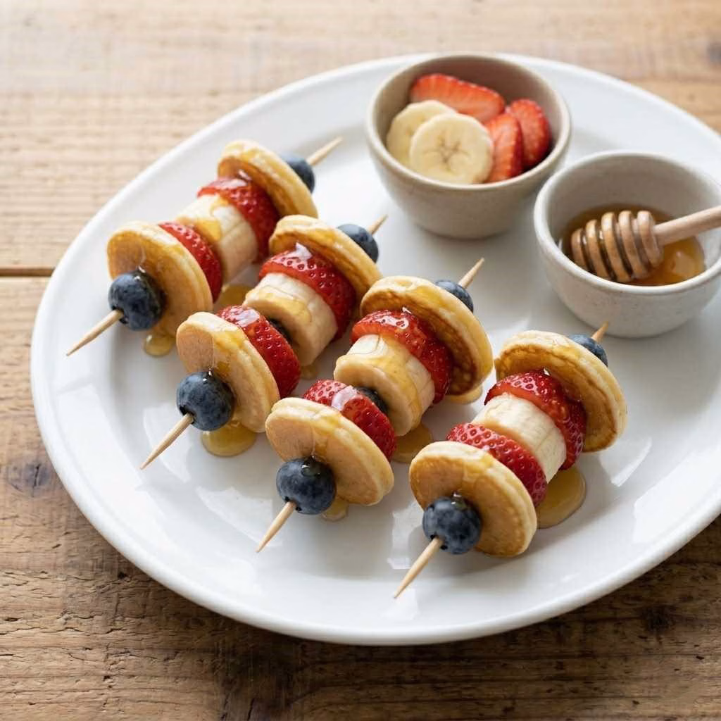 Mini Pancake Skewers with Fresh Fruit Recipe