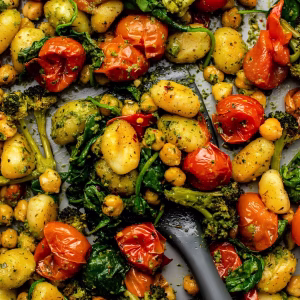 No-Chop Sheet Pan Gnocchi with Pesto and Chickpeas Recipe