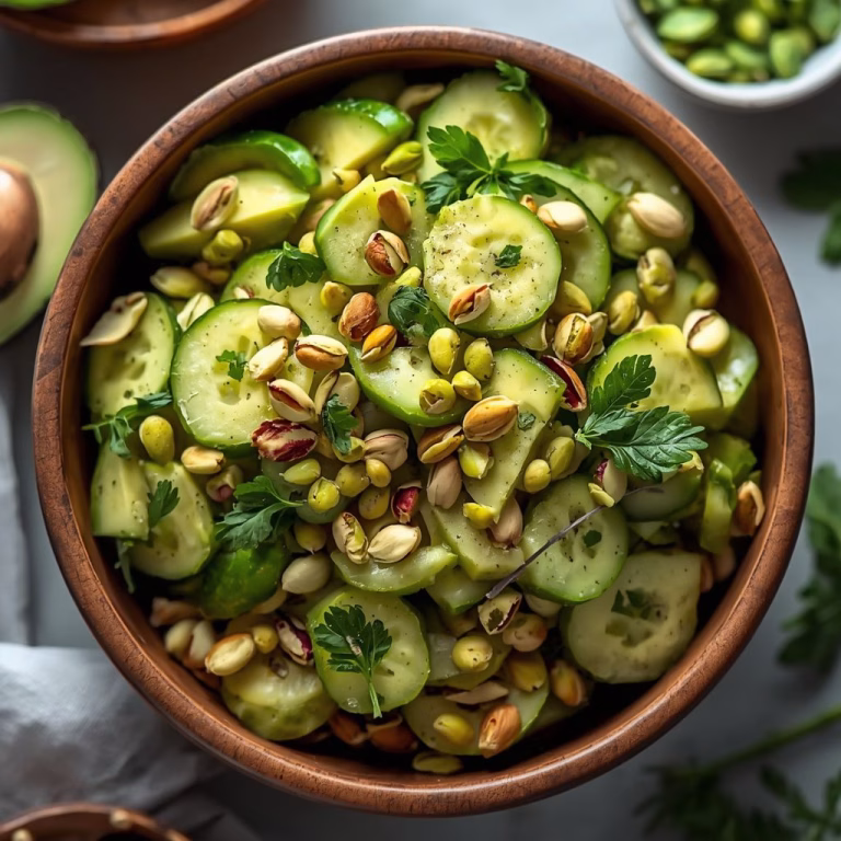 Pistachio Crunch Cucumber Avocado Salad Recipe