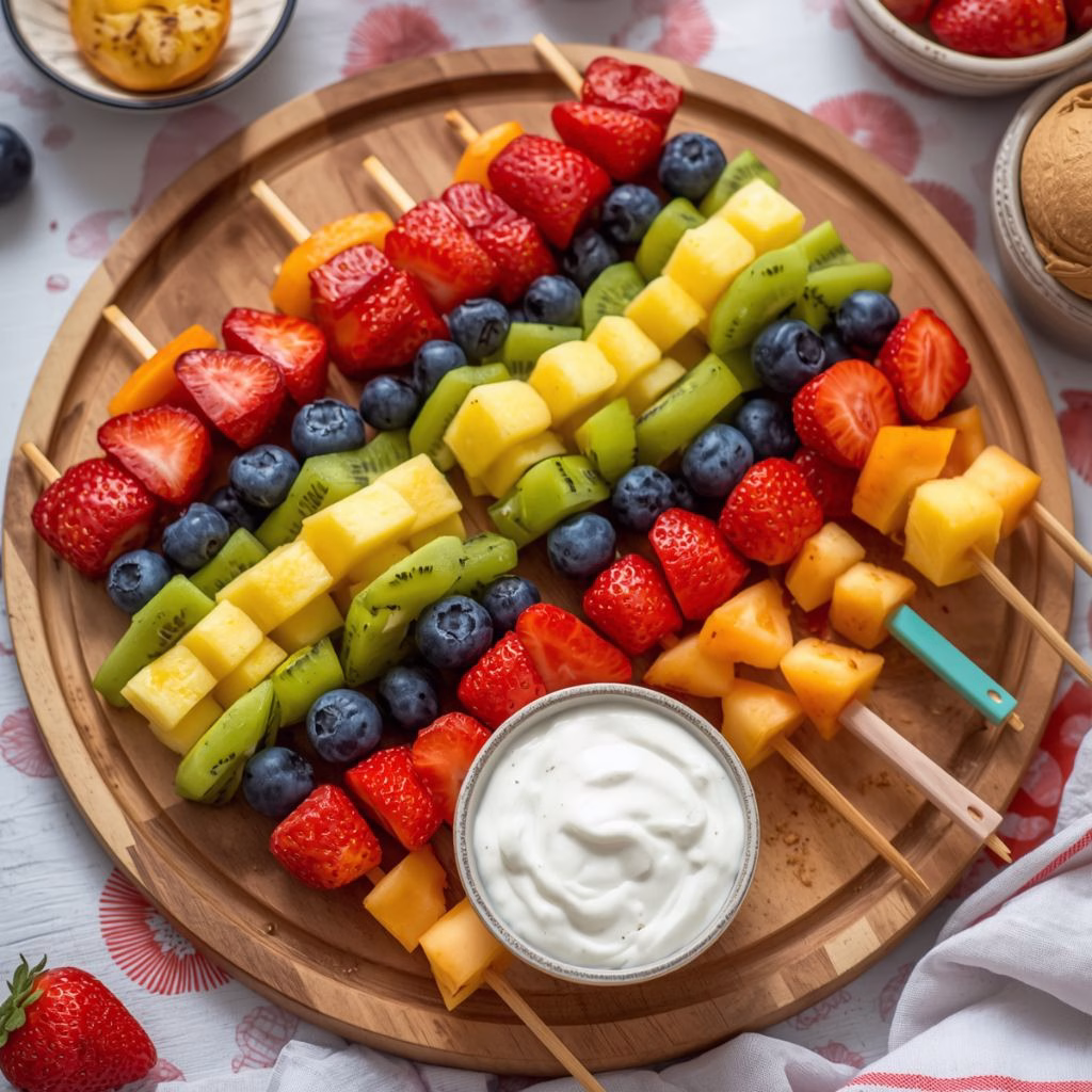 Rainbow Fruit Kabobs with Yogurt Dip Recipe