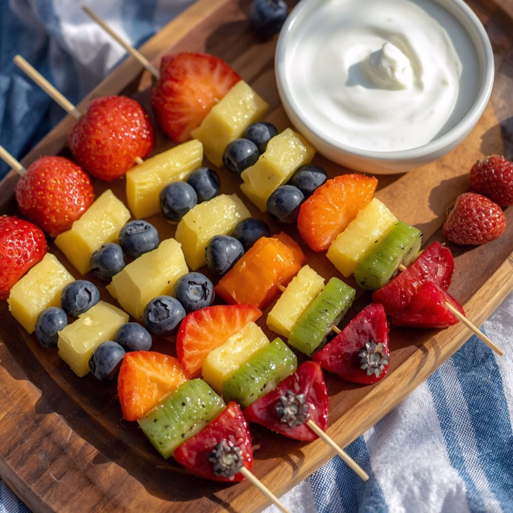 Rainbow Fruit Kabobs with Yogurt Dip Recipe