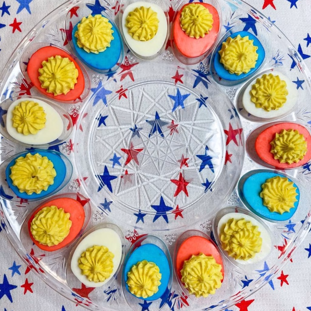 Red, White, and Blue Deviled Eggs