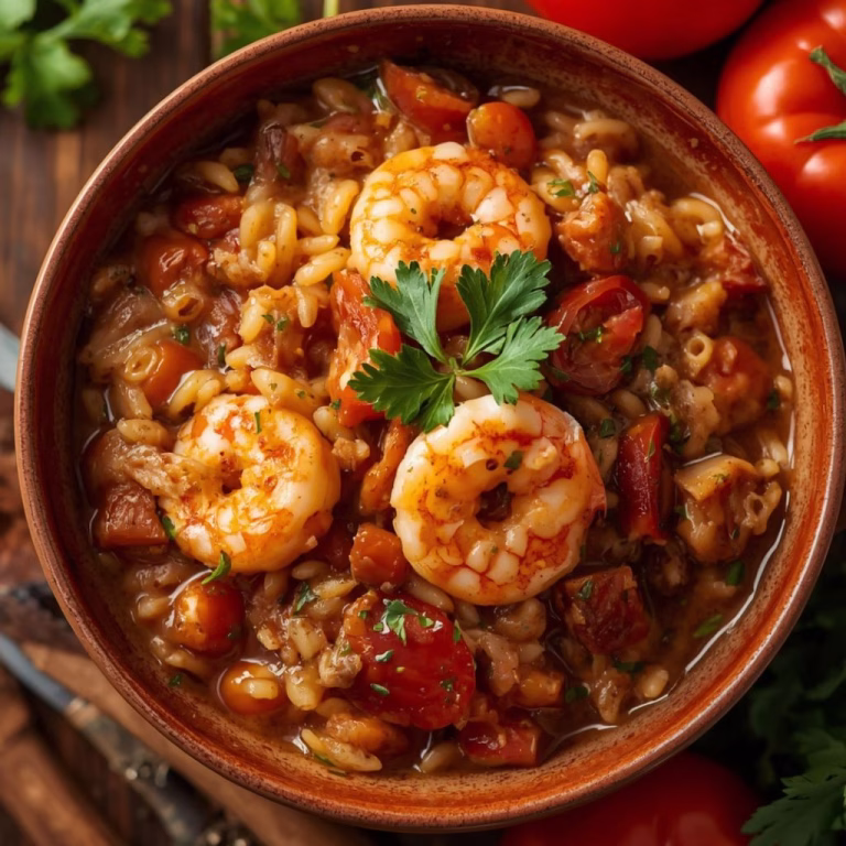 Shrimp & Veggie Tomato Orzo Recipe