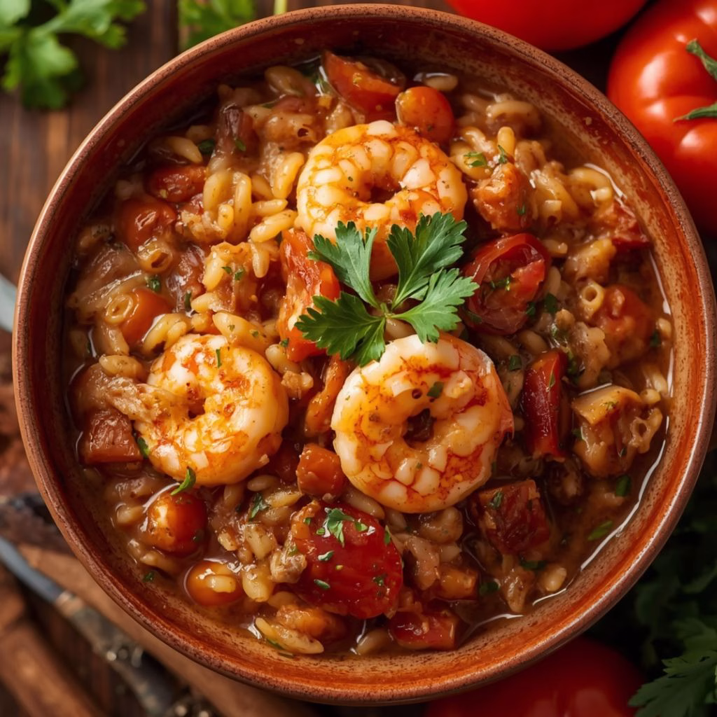 Shrimp & Veggie Tomato Orzo Recipe
